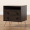Baxton Studio Glover Modern Dark Brown Finished Wood and Rose Gold-Tone Finished Metal 2-Drawer Nightstand 179-11220-Zoro - alternate 4